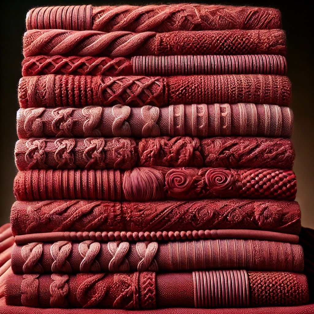 viscosa tessuti di viscosaimpilati colore rosso con diversi punti maglia