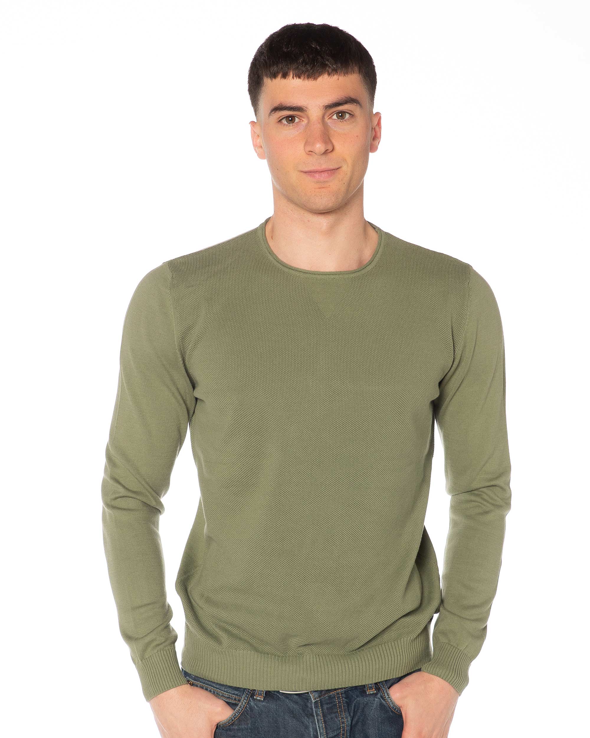 CURA DEL CASHMERE 2 Paricollo E001U 100 cotone Verde Militare Fronte