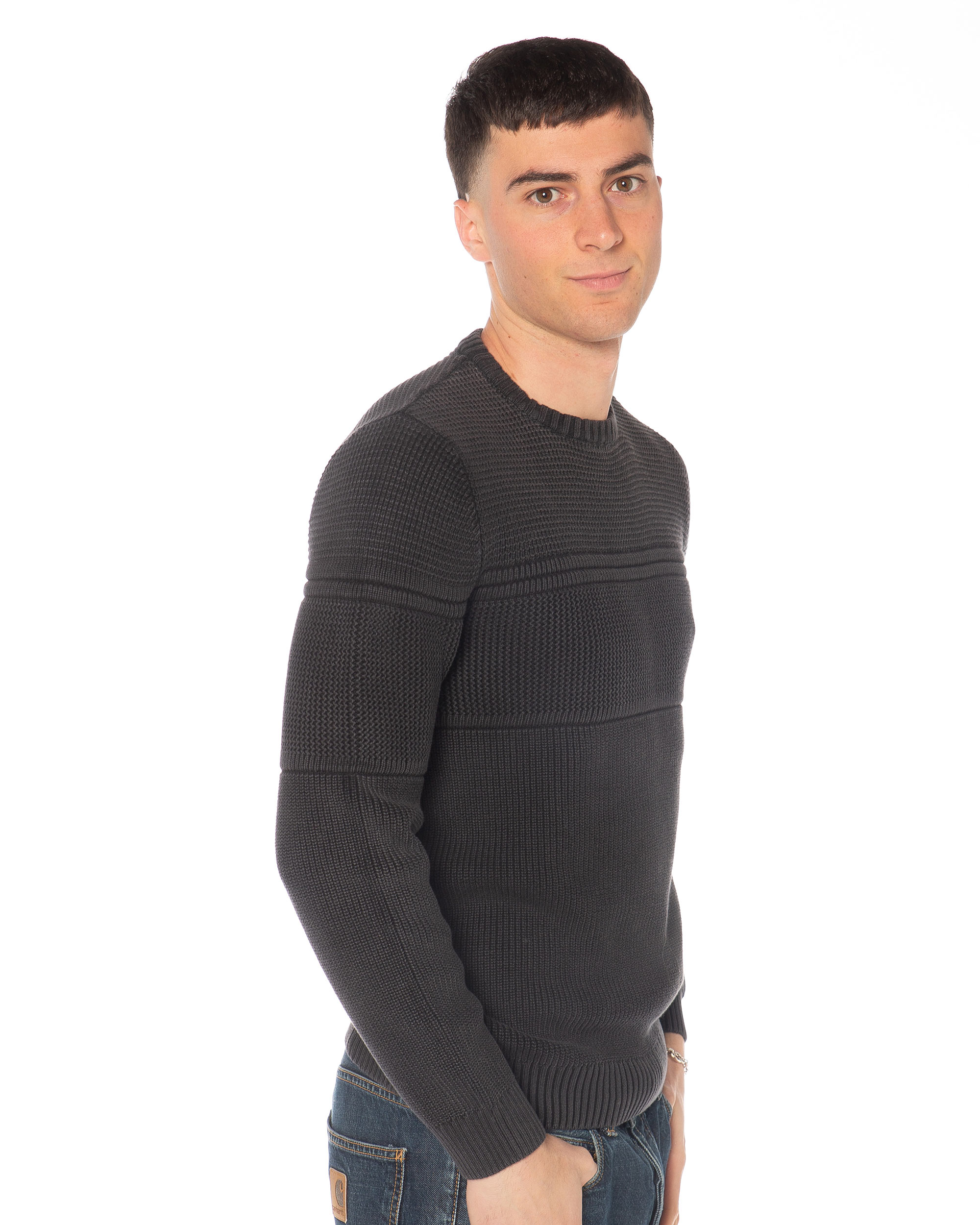 Paricollo E018U 100_ cotone Nero marmorizzato Lato