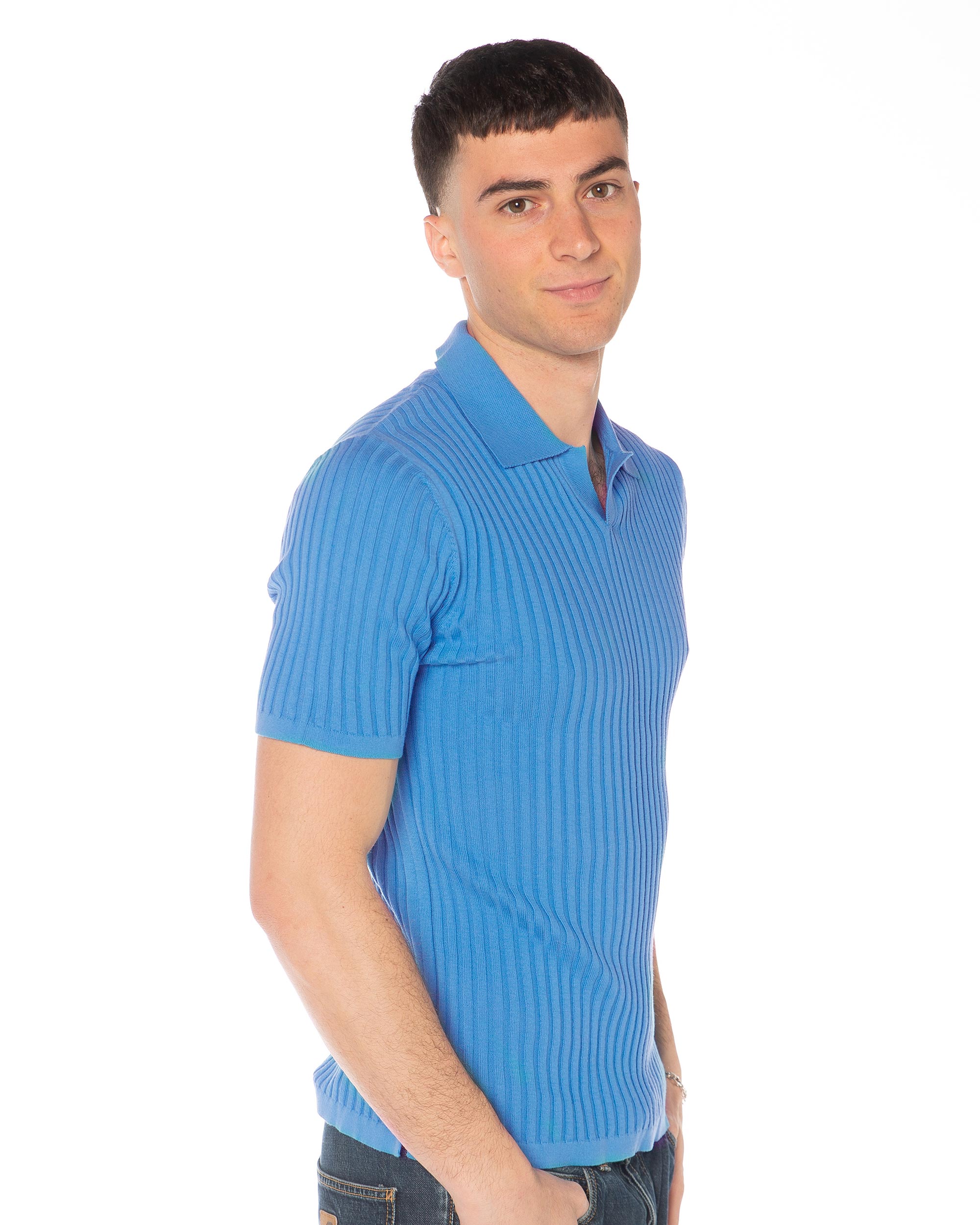 CURA DEL CASHMERE 4 Polo E002U 100 cotone Malibu Lato