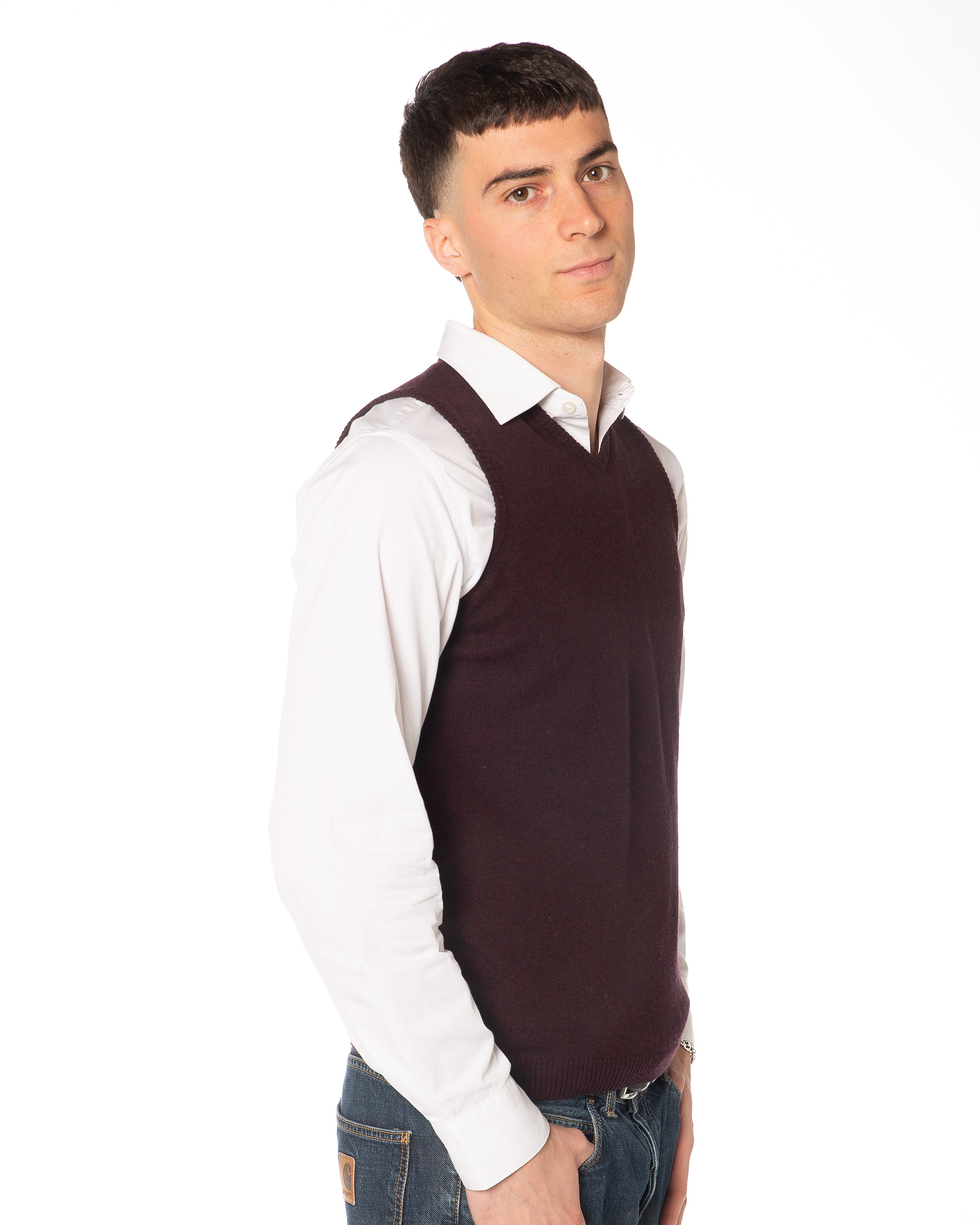 Gilet I011U 100 Lana Bordeaux Lato