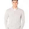 Mezza zip grigia da uomo in misto cashmere, collo lupetto e zip corta, lavorazione liscia e moderna – Rinaldi Cashmere.