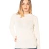 Paricollo I002D 10% Cashmere Panna Fronte Paricollo donna panna in misto cashmere Rinaldi Cashmere, con collo rotondo, spacchetti laterali e dettagli a coste, morbido e raffinato.