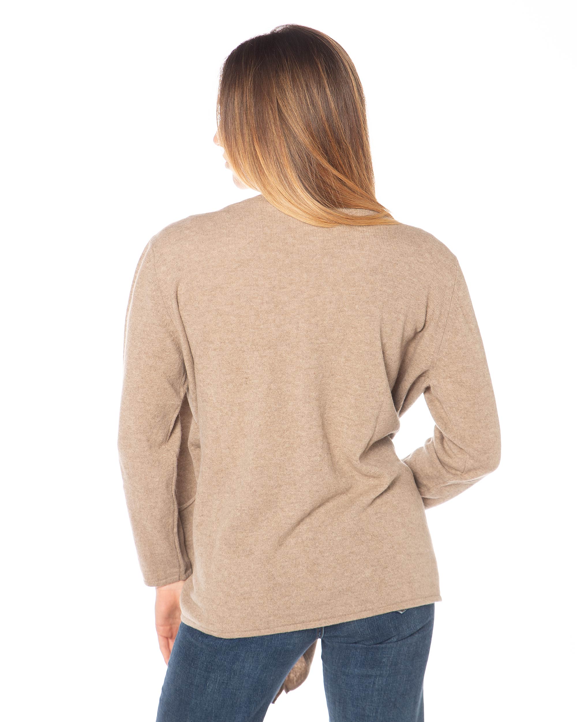 Spolverino lungo donna in cashmere marrone Rinaldi Cashmere, retro del capo di lusso