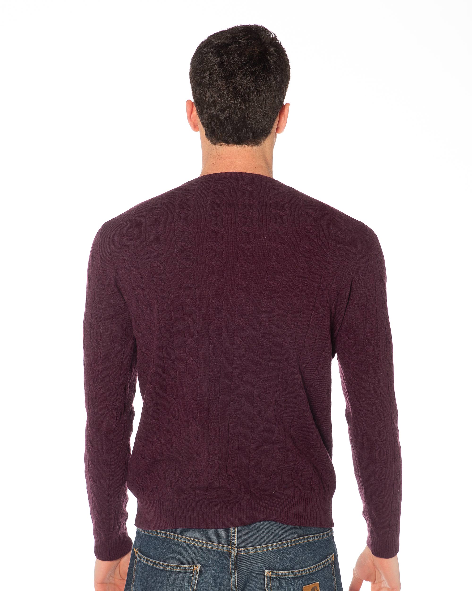 Treccia I005U 10% Cashmere Viola Retro Retro maglione uomo viola in misto cashmere, stile deciso e comfort per la stagione autunnale.